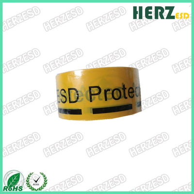 Tape d'avertissement adhésive antistatique ESD PVC / PE avec peinture jaune et noire