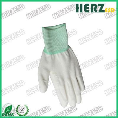 Matériel en nylon tricoté par gants respirables de main d'ESD avec l'astuce de doigt enduite par unité centrale