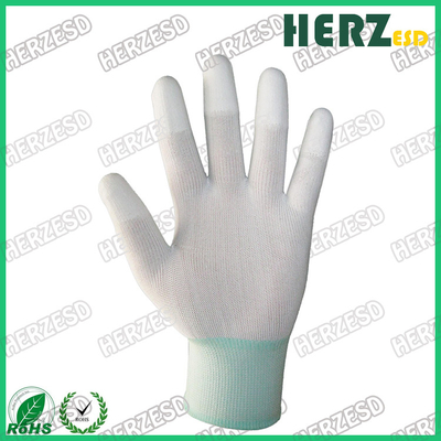 Matériel en nylon tricoté par gants respirables de main d'ESD avec l'astuce de doigt enduite par unité centrale