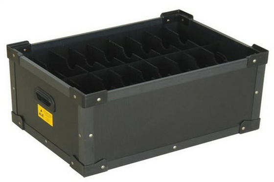 Boîte de rangement conductrice ondulée antistatique antichoc de feuille du noir pp Corflute de 1-10mm ESD