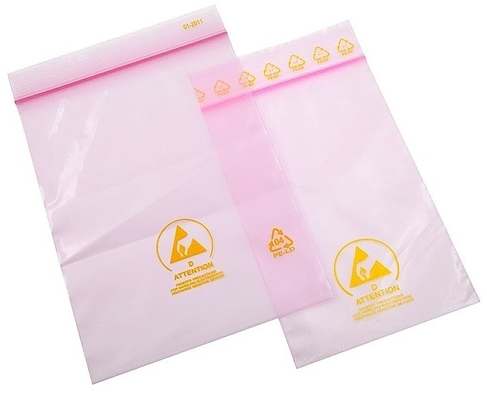 PE antistatique ESD de serrure de fermeture éclair de rose de vide de 0.10mm protégeant des sacs