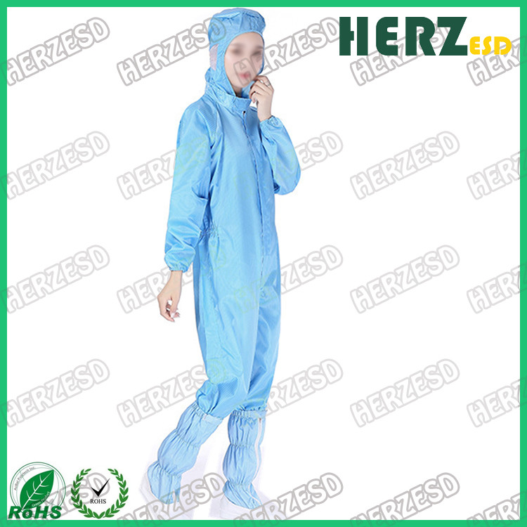 5mm Stirp Type Anti Static Coverall , ESD Safe Clothing Polyester Material