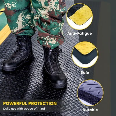 Tapis de sol en caoutchouc PVC jaune et noir ESD anti fatigue
