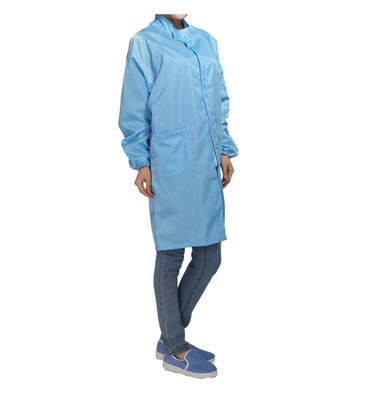Vêtements de travail de salle blanche antistatique ESD Smock Polyester Stripe Grid Polyester Logo personnalisé
