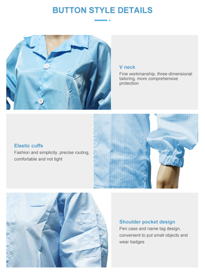 Costume de salle blanche antistatique ESD Saut à l' élastique en polyester Vêtements de travail manteau de laboratoire
