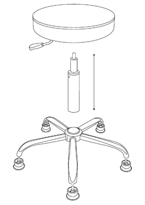 Structure en acier inoxydable Laboratoire Tabouret coussin rond Chaise réglable Pour bureau et laboratoire