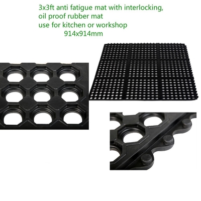Mat de sol en caoutchouc pour les trous commerciaux anti-fatigue Des trous de drainage Mat de caoutchouc