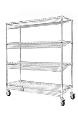 Dispositif de stockage ESD personnalisé 4 couches étagère Chariot de rangement en treillis métalliques