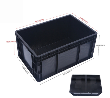 600*400 mm Boîte en plastique ESD Boîtes de stockage ESD Caisse conductrice pour pièces électroniques