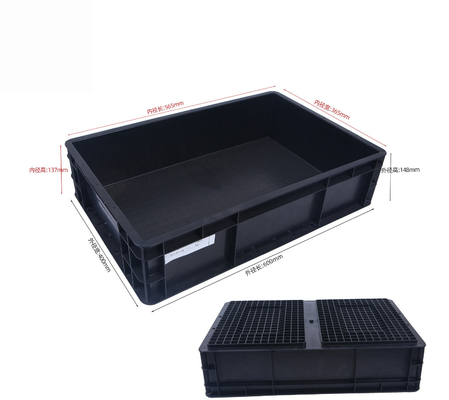 600*400 mm Boîte en plastique ESD Boîtes de stockage ESD Caisse conductrice pour pièces électroniques