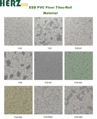 Carreaux de plancher en PVC conducteur en vinyle antistatique multicolore en PVC ESD pour salle blanche