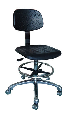 Chaise de laboratoire pour salle blanche avec dossier haut en cuir PU antistatique et repose-pieds