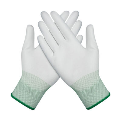 Gants conducteurs ESD Polyester Gants de travail antistatiques Paume en PU carbone antidérapante