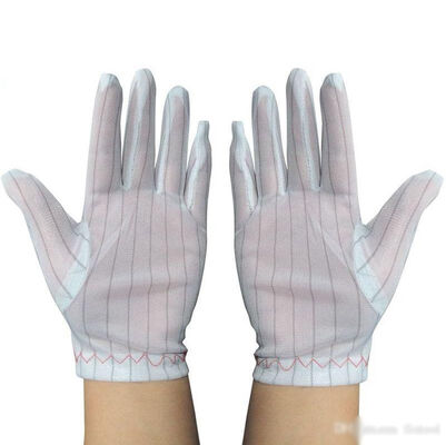 Gants antistatiques en polyester ESD pour l'inspection de sécurité électronique, fibre conductrice, gants antidérapants