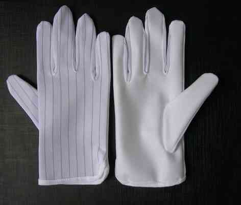 Gants antistatiques en polyester ESD pour l'inspection de sécurité électronique, fibre conductrice, gants antidérapants