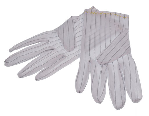 ESD Work Glove White Antistatic with Safety Stripe Top, Fit for Cleanroom, Electronics Assembly and Industry Use