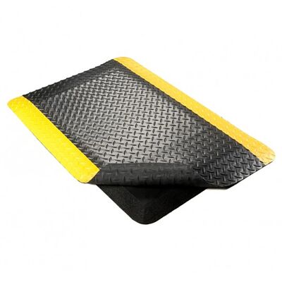 Tapis anti-fatigue ESD pour atelier industriel ♪ Tapis de sol à 3 couches avec bordure jaune