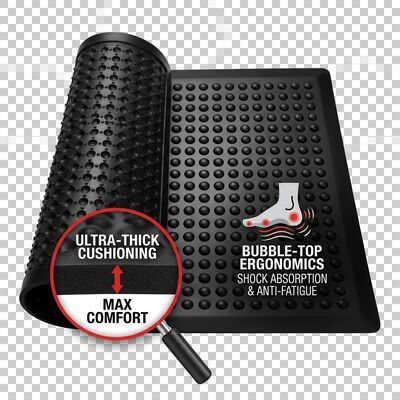 Mat de caoutchouc anti-fatigue ESD haut en bulle noir tapis de sol statique dissipatif pour les postes de travail d'assemblage électronique