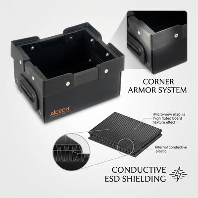 ESD Boîte ondulée en PP réutilisable Contenant de tôle creuse en plastique conducteur Pour le transport de stockage de composants de PCB