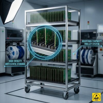 Chariot de stockage ESD réglable pour circuits imprimés, usage intensif, pour circuits imprimés antistatiques