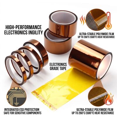 Tape anti-statique à haute température à base de polyimide Kapton pour l'isolation des panneaux sécurisés ESD