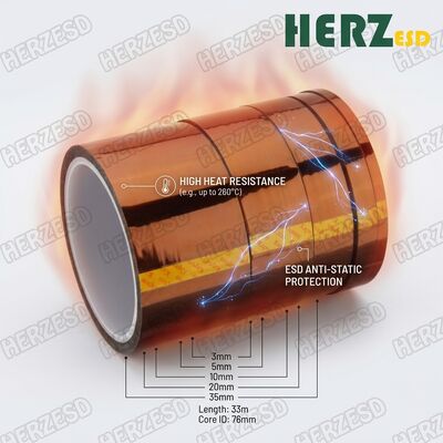 Tape anti-statique à haute température à base de polyimide Kapton pour l'isolation des panneaux sécurisés ESD