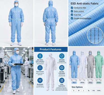 Combinaison de protection ESD pour salle blanche électronique et semi-conducteur