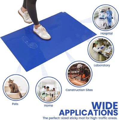 Tapis adhésif bleu pour salle blanche | Tapis de sol adhésif jetable pour le contrôle de la poussière