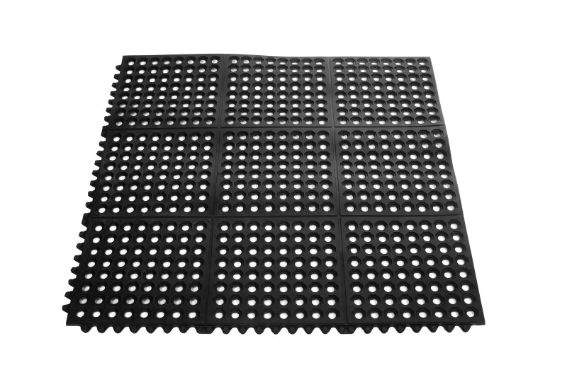 Tapis de sol en caoutchouc tapis anti-fatigue tapis antidérapant tapis en caoutchouc avec trous entrelacés carreaux à trous ouverts