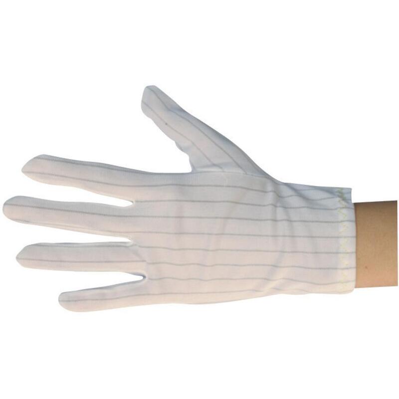 Gants de travail antistatiques en polyester blanc sans peluches pour la sécurité industrielle en salle blanche à faible coût