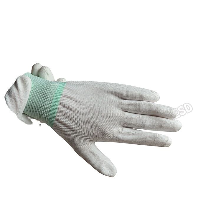 Gants conducteurs ESD Polyester Gants de travail antistatiques Paume en PU carbone antidérapante