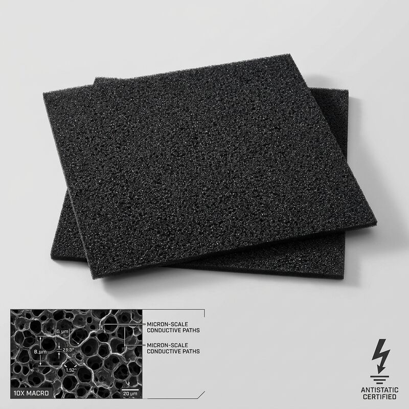 Insert en mousse conductrice ESD noir découpé à l'emporte-pièce, coussin d'emballage intérieur en mousse EVA antistatique pour expédition de cartes PCB IC